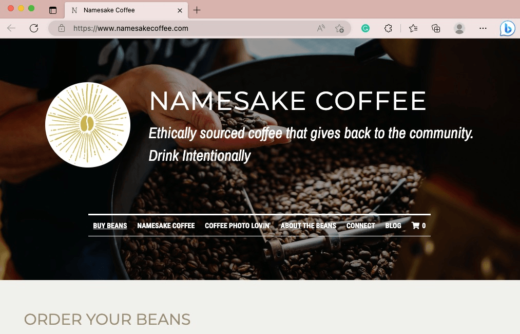 null Namesake Coffee Website